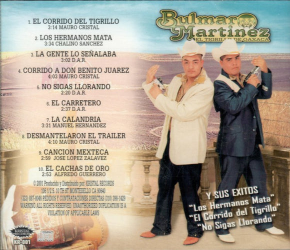 Bulmaro Martinez (El Tigrillo de Oax.) (CD Los Hermanos Mata) KR-001
