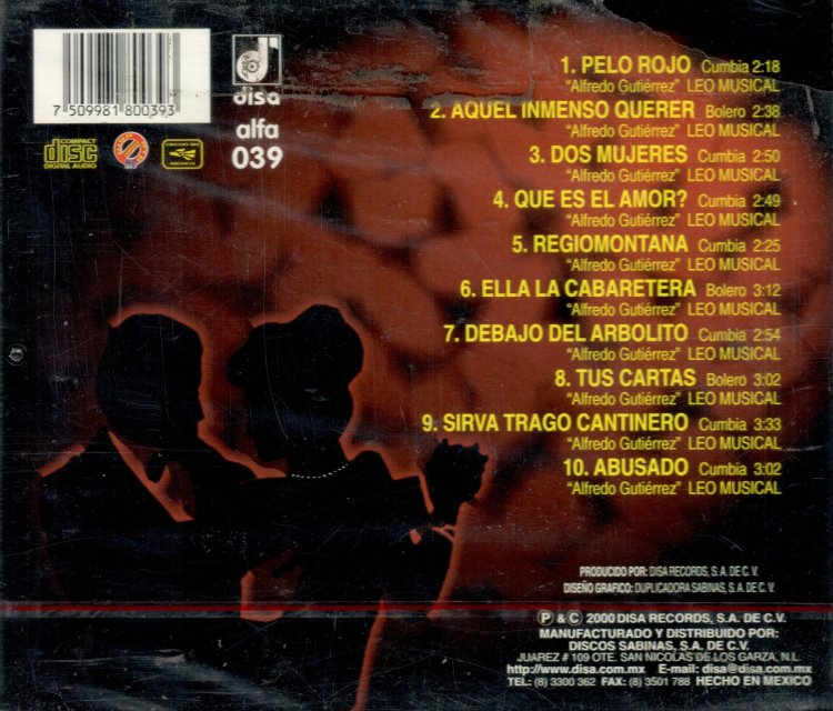 Alfredo Gutierrez (CD Ella La Cabaretera) DISA039 Musica Tierra Caliente