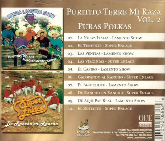 Lamento Show/Super Enlace Banda (CD Vol#2 Puras Polkas, Puritito Terre Mi Raza) LRCD-20886