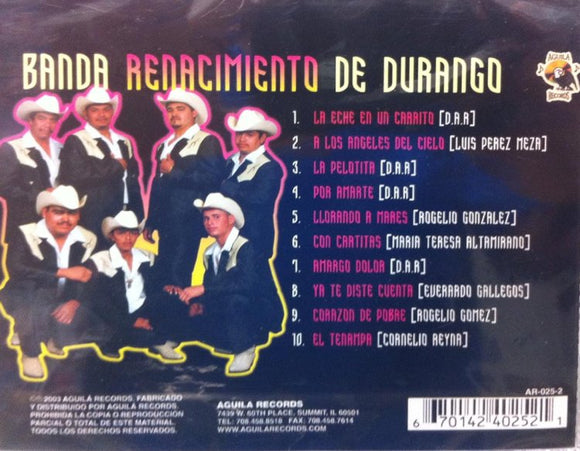 Renacimiento De Durango Banda (CD Duranguense 100%) AR-025