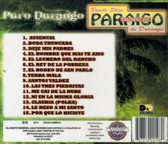 Paraiso Tropical De Durango (CD Sus Amigos De Siempre) AMER-1980