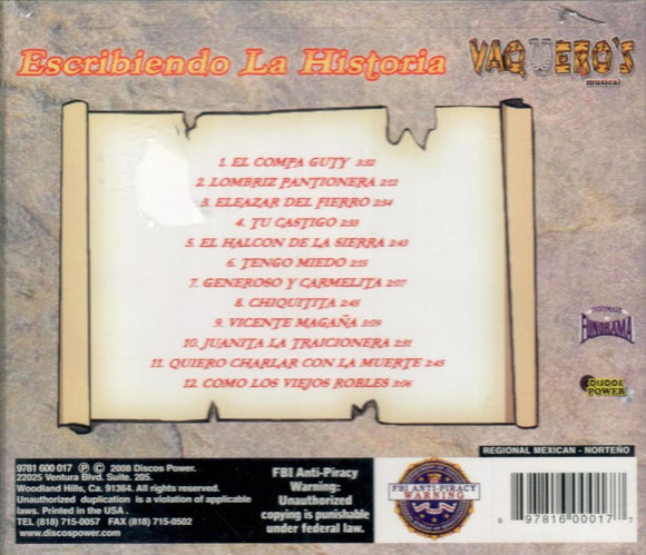 Vaquero's Musical (CD Escribiendo la Historia) Power-00177