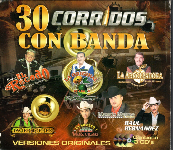 30 Corridos Con Banda (3CD Varias Bandas Versiones Originales) Power-900724 Ob N/AZ 