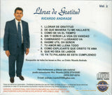 Ricardo Andrade (CD Vol#1 Llorar De Gratitud) CD-12017 N/AZ