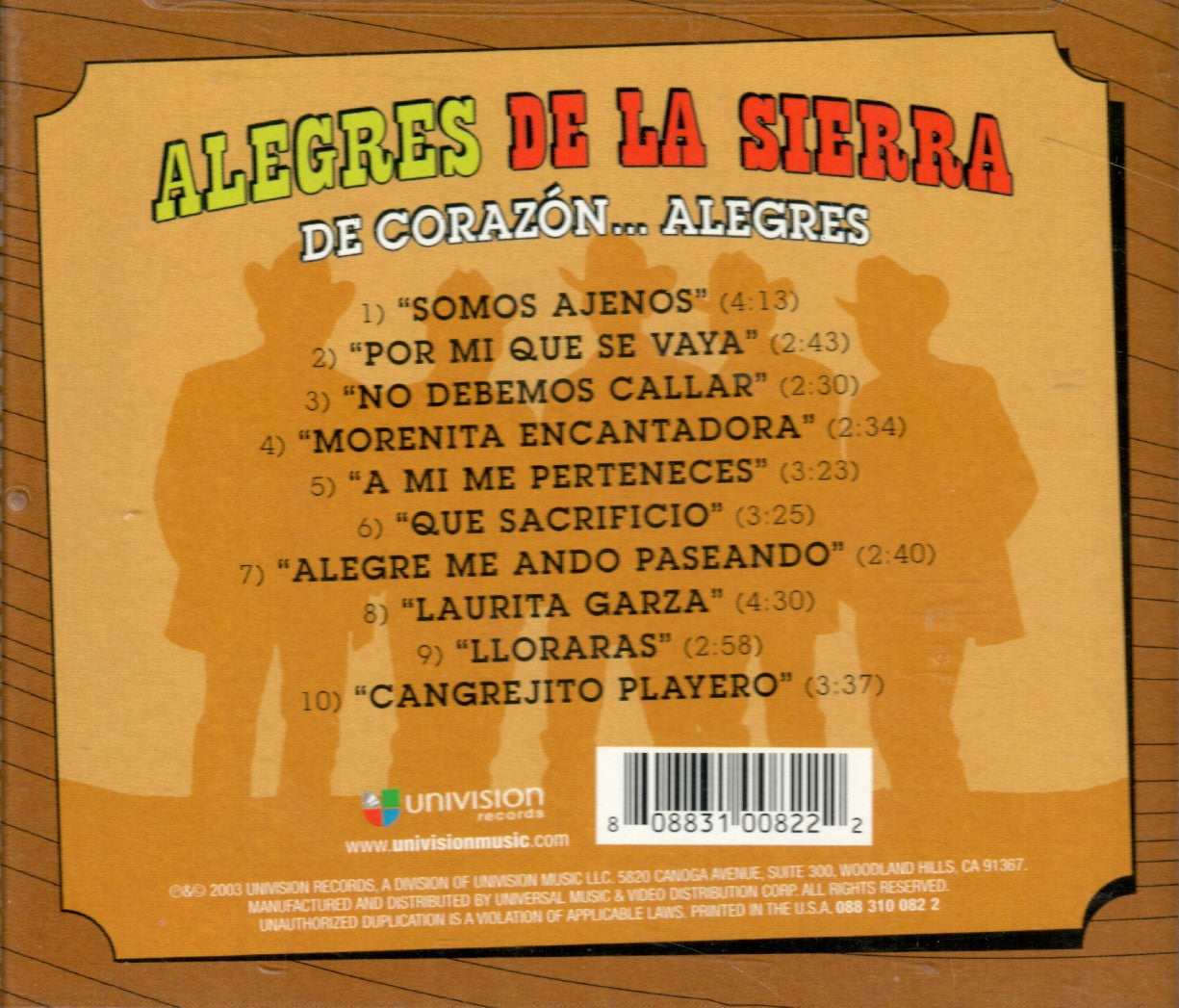 NUEVO Y ORIGINAL* ALEGRES DE LA SIERRA Alegres Sentimientos (CD 2002)