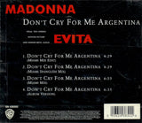 Madonna (CD Don't Cry for Me Argentina: The Dance Mixes) SN-438302