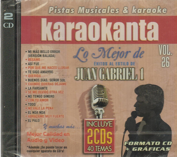 Juan Gabriel (2CDs 40 Pistas Musicales y Karaoke Volumen 26 CDJ-7026)